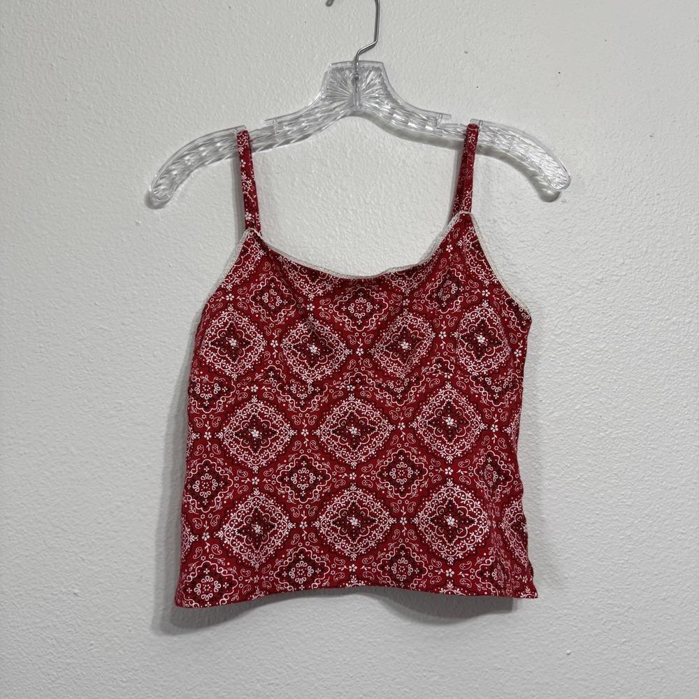 Energie Red Bandana Crop Sphaghetti Strap Tank Top Womens Size L